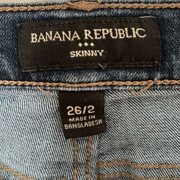 Banana Republic Women's Skinny Fit Jeans Stretch Mid Rise Dark Wash Blue 26/2 - Picture 6 of 10